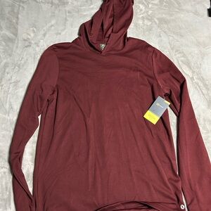 Xersion Men's Burgundy Waffle-Knit Hooded Long Sleeve